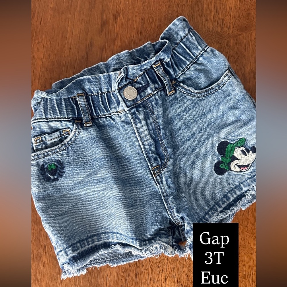 Gap Kids Denim Shorts with Mickey Mouse Embroidery